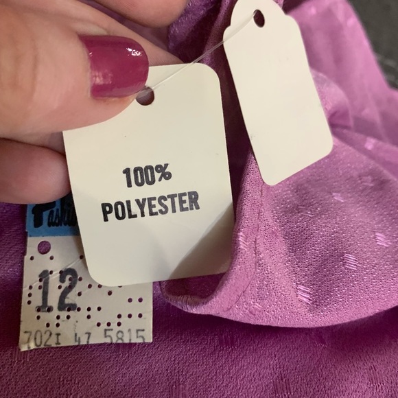 Vintage Lilac Flutter Sleeve Dress Size 12 - Picture 6 of 7